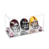 Better Display Cases Acrylic Three Mini - Miniature Football Helmets (not Full Size) Display Case with Clear Case, Pink Risers and Mirror Base 19.25" x 8.25" x 8" (V47/A103) view 1