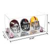Better Display Cases Acrylic Three Mini - Miniature Football Helmets (not Full Size) Display Case with Clear Case, Pink Risers and Mirror Base 19.25" x 8.25" x 8" (V47/A103) view 2