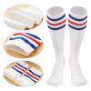 10 Pieces Striped Sweatbands and Socks Set Red White and Blue Sweatbands Set Headbands Wrist Sweat Bands for Men and Women Sports 80s 90s Fitness (Blue, Red and White) view 3