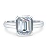 OMRANII Cubic Zirconia Size-5 8mmX6mm Elongated Emerald Cut Beautiful Bezel Set Classic Engagement Anniversary Statement Ring CZ 925 Sterling Silver view 1