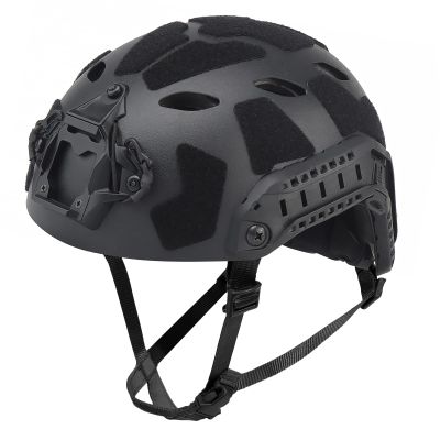 AOUTACC Lightweight Tactical Fast Helmet, Integrated Airsoft Helmet with NVG Mount Base, Side Rails,Pre-Slotted Headset Strap and Helmet Accessories for Outdoor Sports-Black