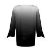 3/4 Sleeve T Shirt Tops for Women Summer Notch V Neck Casual Henley Work Tops Blouses Gradient Bell Sleeve Tunic Tees Black view 4