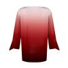 3/4 Sleeve T Shirt Tops for Women Summer Notch V Neck Casual Henley Work Tops Blouses Gradient Bell Sleeve Tunic Tees Red view 3