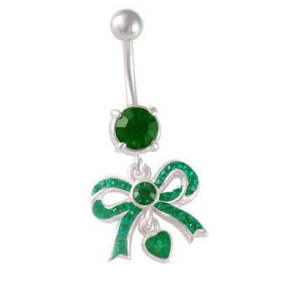 1PC Surgical Steel 14g 3/8 10mm dangle belly button piercing Piercing Jewelry navel Earring 8mm 5mm Emerald Crystal M15730