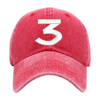 3 Hat Pigment Washed Rapper Cotton Baseball Cap (Red)