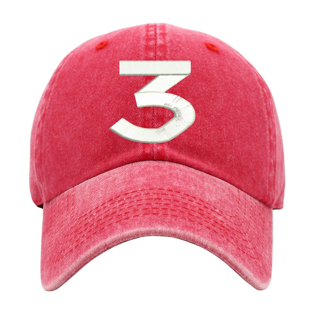 3 Hat Pigment Washed Rapper Cotton Baseball Cap (Red)