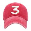 3 Hat Pigment Washed Rapper Cotton Baseball Cap (Red) view 1