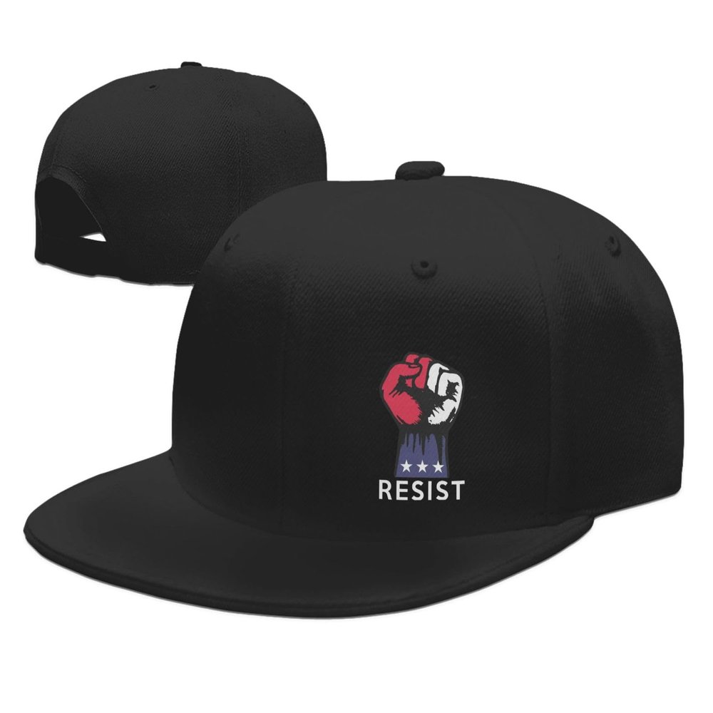 fwoeqiz Resist Fist Resistance Hats for Men Women Flat Bill Brim Dad Hats Adjustable Black Fashion Baseball Cap