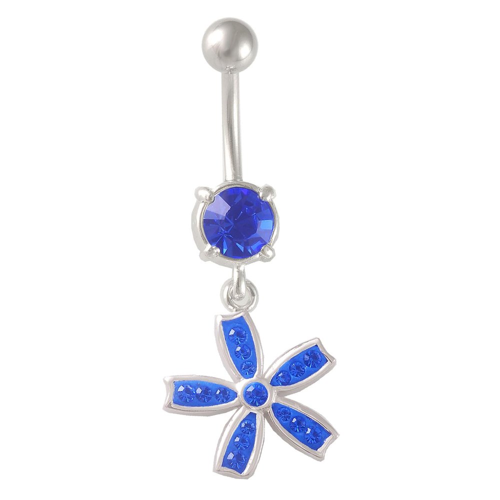 1PC Surgical Steel 14g 3/8 10mm belly button ring dangle Piercing Jewelry navel Ear Lobe 8mm 5mm Sapphire Crystal M15673