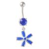 1PC Surgical Steel 14g 3/8 10mm belly button ring dangle Piercing Jewelry navel Ear Lobe 8mm 5mm Sapphire Crystal M15673 view 1
