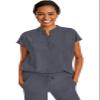 Healing Hands Women's Scrub Top Relaxed Fit Journey Top - 2 Pockets with Knit Details, Dolman Sleeve and Rounded Hem - 2152, S, Pewter view 1