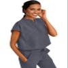 Healing Hands Women's Scrub Top Relaxed Fit Journey Top - 2 Pockets with Knit Details, Dolman Sleeve and Rounded Hem - 2152, S, Pewter view 4