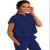 Healing Hands Women's Scrub Top Relaxed Fit Journey Top - 2 Pockets with Knit Details, Dolman Sleeve and Rounded Hem - 2152, L, Navy view 4