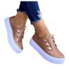 Slip On Sneakers Women Wide Width Tan Womens Walking Shoes Slip on Sneakers Lady Girls Platform Loafers Fashion Casual Dressy Summer Lace Up Low Top Flats Shoes view 2