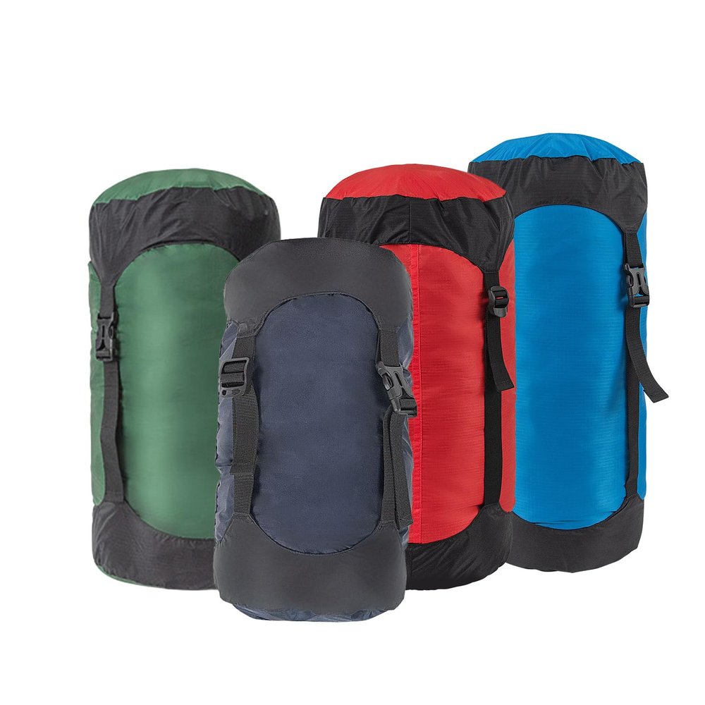 Sanmum 2pcs Nylon Compression Sack for Sleeping Bag, Lightweight Stuff Bag Organizer for Camping Backpacking Hiking (Small,Blue)