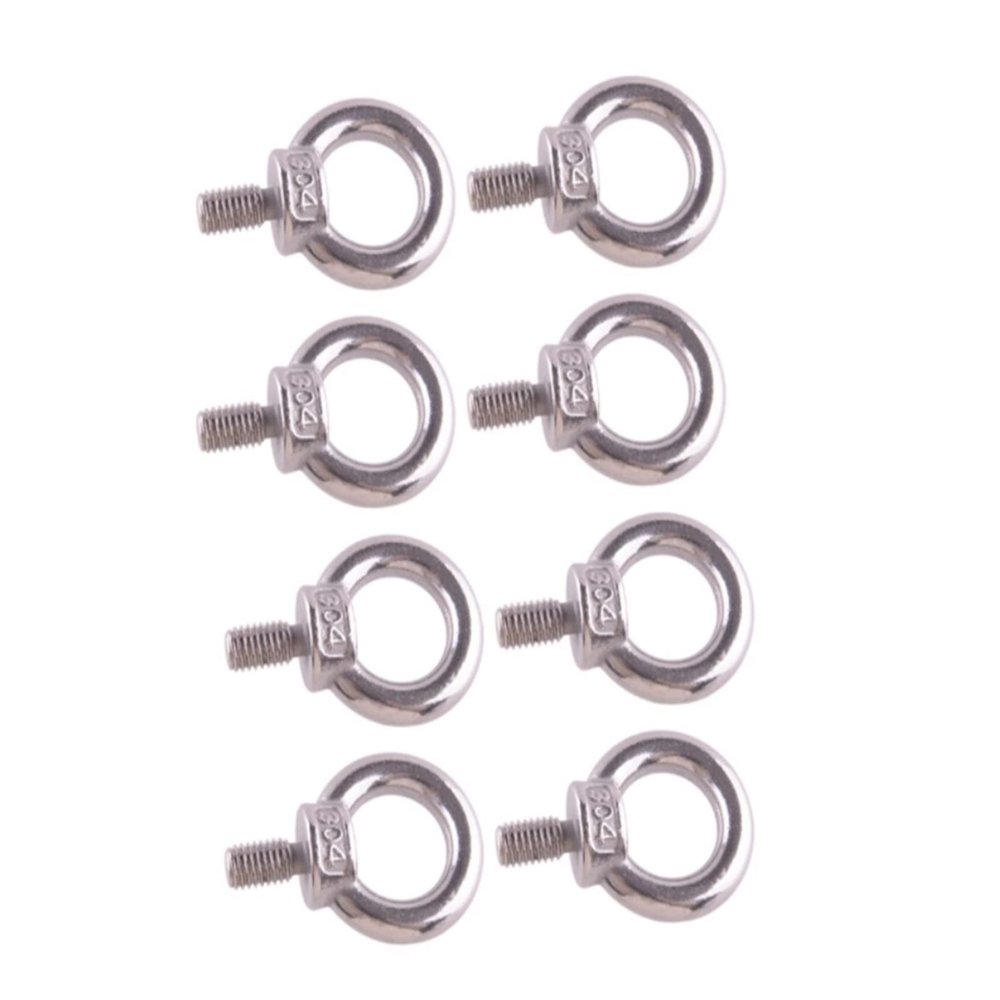NinWelly jfqm 4pcs Or 8pcs M8 Thread Eye Bolt 304 Stainless Steel Fit for T and C Rhino Thule Yakima Pro Rola Roof Rack Silver (Color : 8pcs)