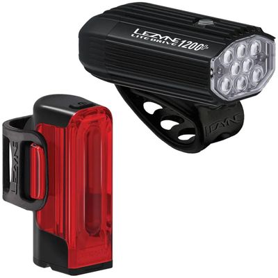Lezyne Lite Drive 1200 Plus + Strip Drive Pro 400 Plus Light Pair Satin Black/Black, One Size
