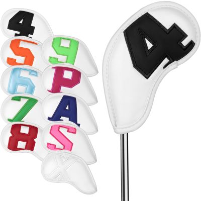 Craftsman Golf 10pcs Magnetic White Iron Headcover Head Covers Set with Large Colorful No. on Both Sides for Left and Right Handed Golfer