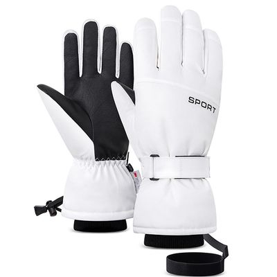ALTALIVA Waterproof Windproof Moisture-Wicking Quick-Drying Warm Touchscreen Snowboard Winter Ski Men & Women Gloves for Skiing Running Cycling Sports (White(Upgrated),M)