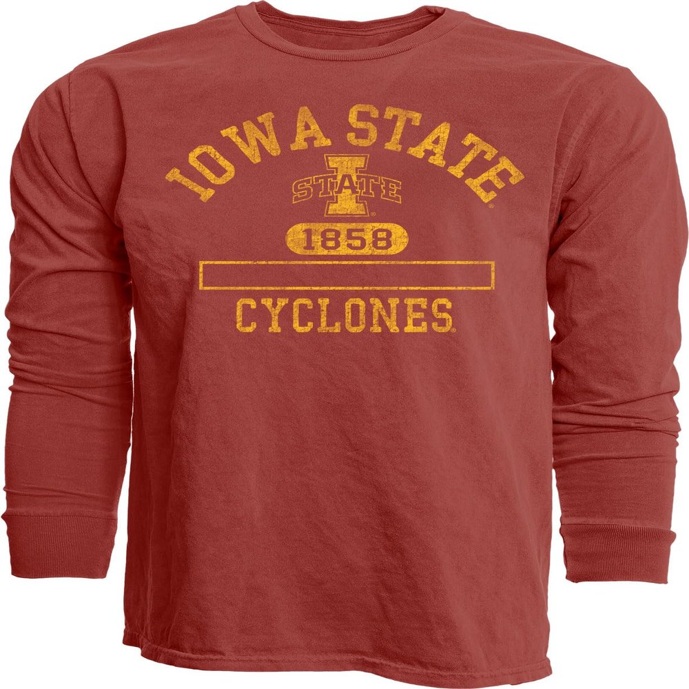 Iowa State Cyclones NCAA Officially Licensed Long Sleeve T-Shirt Team Color Dyed Ringspun, X-Large