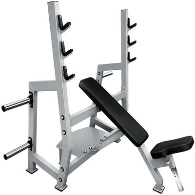 French Fitness Napa Olympic Incline Bench w/Weight Storage  30 Angle, Adjustable Seat, Spotter Platform, 4 Weight Horns, Steel, Durable PU Leather & Strength Training Bench