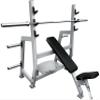 French Fitness Napa Olympic Incline Bench w/Weight Storage  30 Angle, Adjustable Seat, Spotter Platform, 4 Weight Horns, Steel, Durable PU Leather & Strength Training Bench view 2