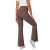 DLOODA Women's Flare Leggings with Pockets Crossover High Waisted Bootcut Yoga Pants Tummy Control Bell Bottom Leggings Brown view 4