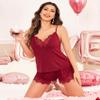 Avidlove Sexy Pajama Sets Cami Shorts Pj Set Two Piece Sleep Shorts Sleepwear Wine Red view 2