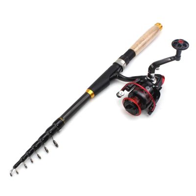 Portable Fishing Rods Carbon Fiber Telescopic Fishing Rod Portable Spinning Rod and Spinning Reels Multifunction Set 1.8m 2.1m 2.4m 2.7m 3.0m Telescopic Fishing Pole (Color : Black Metal Handle, Siz