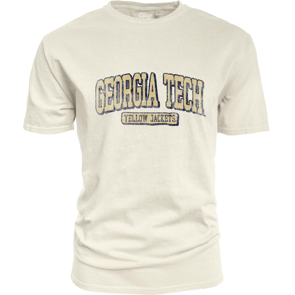 Georgia Tech NCAA Officially Licensed T-Shirt Ivory Dyed Ringspun Vintage, Large