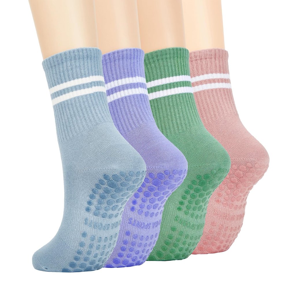 American Trends Pilates Socks Grips for ...ight Green Pink