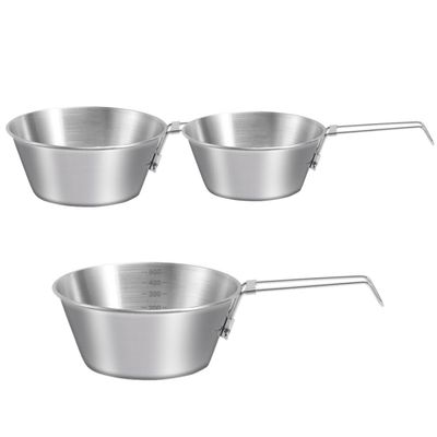 BESPORTBLE 3pcs Stainless Steel Camping Bowl with Foldable Handle Portable Multi-use Food Bowls for Outdoor Cooking Picnic and Travel Stainless Steel Easy to Clean Design