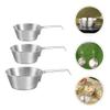 BESPORTBLE 3pcs Stainless Steel Camping Bowl with Foldable Handle Portable Multi-use Food Bowls for Outdoor Cooking Picnic and Travel Stainless Steel Easy to Clean Design view 3