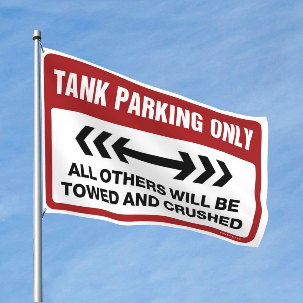 Funny Wall Flags Tank Parking Only Flag Flags for Room Girls Men Cave Decor (Size : 120X180CM)