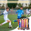Goutoports Soccer Medal Display Hanger - Sport Award Ribbon Plaques Holder Rack for Wall Mount - Black Steel Metal Holder with 12 Hooks Hold Up 60 Medals Easy to Install view 3