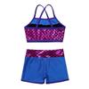 Nikiikoo Kids Girls 2Pcs Activewear Set Gymnastics Dance Sports Bra Crop Tops and Booty Shorts Tankini Swimsuit D#Blue08 10 Years view 4