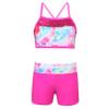Nikiikoo Kids Girls 2Pcs Activewear Set Gymnastics Dance Sports Bra Crop Tops and Booty Shorts Tankini Swimsuit D#Colorful12 12 Years view 1