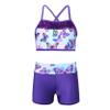 Nikiikoo Kids Girls 2Pcs Activewear Set Gymnastics Dance Sports Bra Crop Tops and Booty Shorts Tankini Swimsuit D#Swallowtail14 12 Years view 1