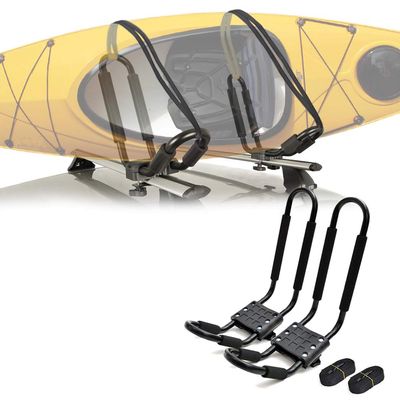 FENQING-YAluminum J-Bar Rack Universal Kayak Roof Rack Canoe Boat Surf Ski Carrier Roof Top Mount for Vehicle, 2Pcs