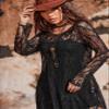 Solid Lace Overlay Tunic Dress Without Camisole (Color : Black, Size : Small) view 3
