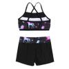 Nikiikoo Kids Girls 2Pcs Activewear Set Gymnastics Dance Sports Bra Crop Tops and Booty Shorts Tankini Swimsuit D#Pegasus13 4 Years view 4