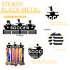 Goutoports Soccer Medal Display Hanger - Sport Award Ribbon Plaques Holder Rack for Wall Mount - Black Steel Metal Holder with 12 Hooks Hold Up 60 Medals Easy to Install view 2