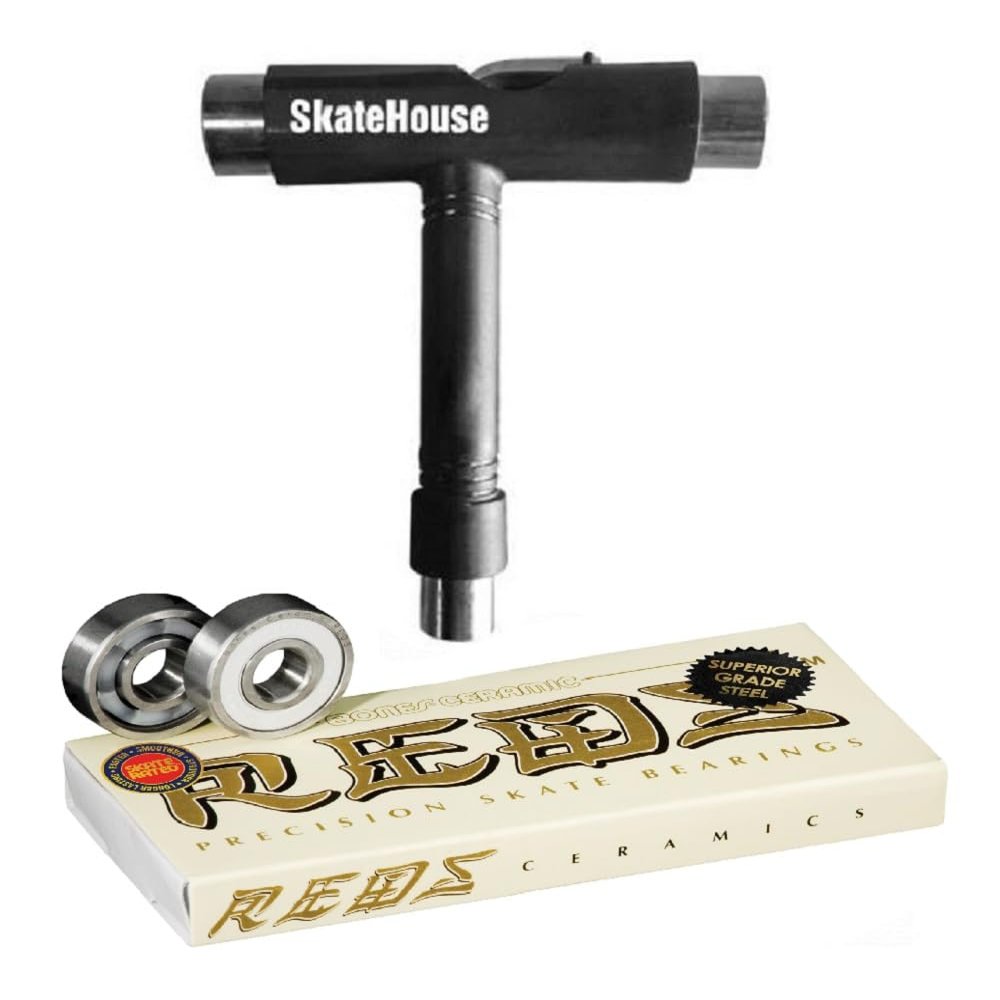 Bones Ceramic Super Reds Bearings W/SkateHouse Skateboard Skate Tool