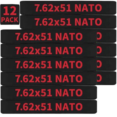 12 Pack Miaozhun 7.6251 NATO Magazine Marking Bands 7.62 NATO Magazine Ammo Caliber Identification Bands (Black-Red)