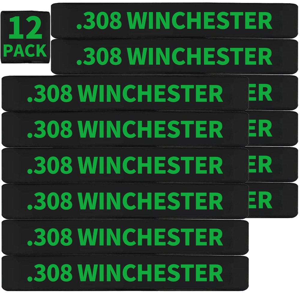 12 Pack Miaozhun .308 Winchester Magazine Marking Bands .308 Win Magazine Ammo Caliber Identification Bands (Black-Green)