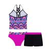 iiniim Big Girls 3pcs Tankini Swimsuit Tank Top with Boyshort Briefs Sets Summer Beach Bathing Suit Rose Red Geometry Shorts Set 12 view 2