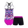 iiniim Big Girls 3pcs Tankini Swimsuit Tank Top with Boyshort Briefs Sets Summer Beach Bathing Suit Rose Red Geometry Shorts Set 12 view 4