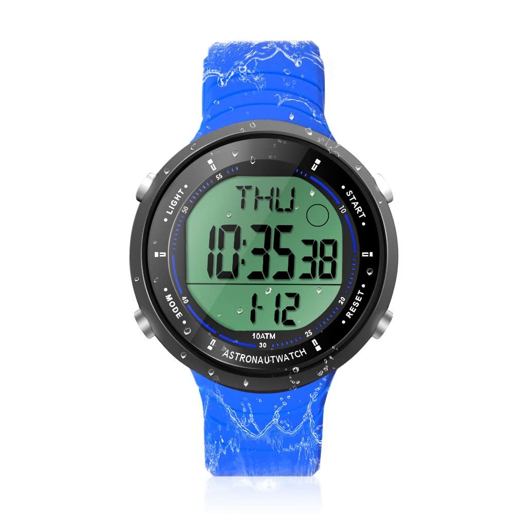 10 ATM 100m Waterproof Digital Sports Watch for Swimming and Diving, with Functions of Chronograph, Stopwatch, Timer, Countdown, Calendar, Dual Time Zone, Alarm Clock, 12 or 24 Hour Format Switchable