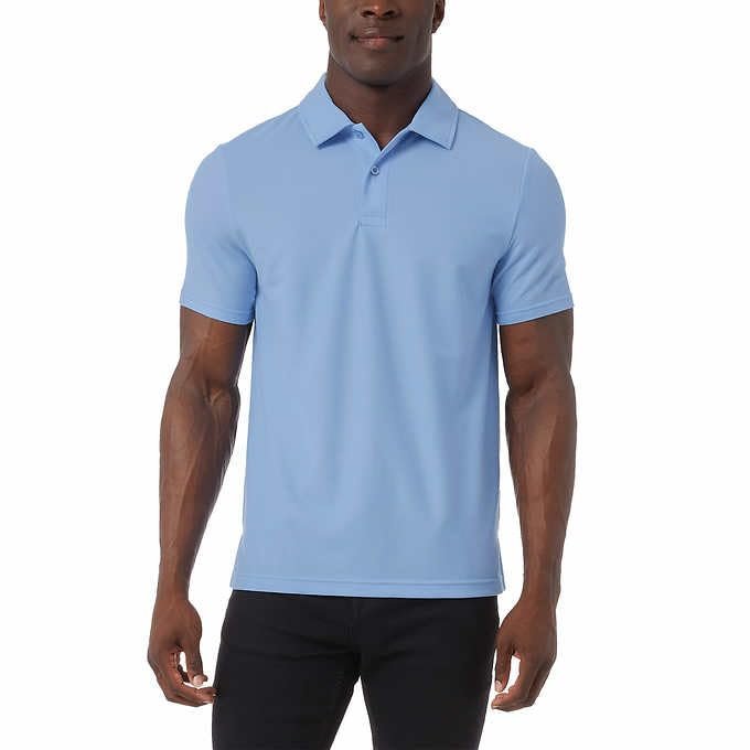 32 Degrees Mens Micro Pique Polo (Blue, L)