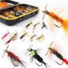 Fly Fishing Flies Assortment Kit Dry Wet Nyphms Tenkara Popper Streamer Woolly Bugger for Trout Bass Salmon Steelhead with Fly Box (Propeller Flies Kit 42pcs) view 1